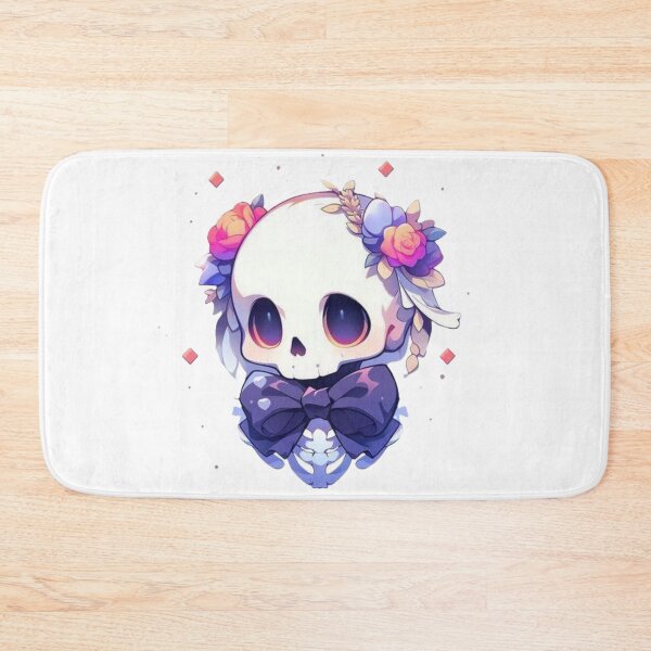 Item preview, Kawaii Floral Skull Chibi Art | Cute Pastel Gothic Skeleton Design designed and sold by SkeletonMood.