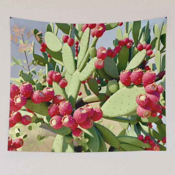 Item preview, Prickly Pear Cactus with Red Fruit designed and sold by Vicky Brago-Mitchell®.