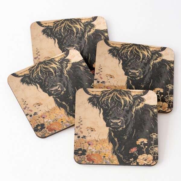 Item preview, Highland cow among wildflowers designed and sold by paulrommer.