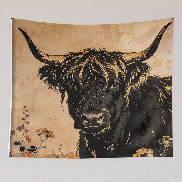 Item preview, Highland cow among wildflowers designed and sold by paulrommer.