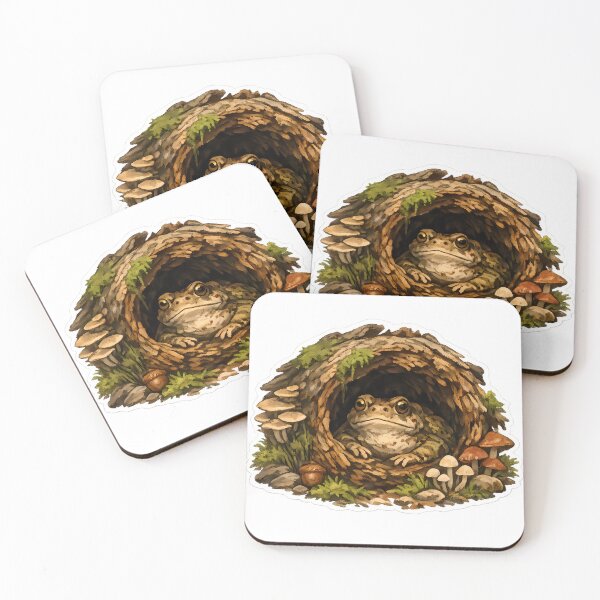 Item preview, Cozy Toad Log Cottage – Goblincore Forest Frog Sticker designed and sold by aquaterralife.