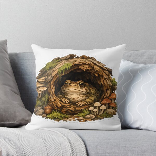 Item preview, Cozy Toad Log Cottage – Goblincore Forest Frog Sticker designed and sold by aquaterralife.