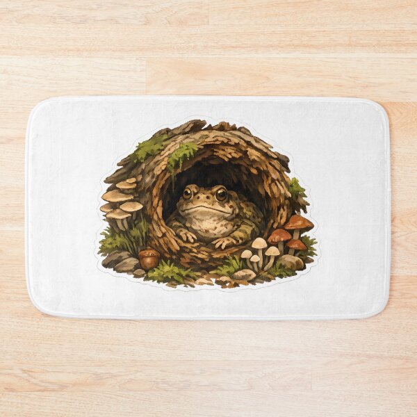 Item preview, Cozy Toad Log Cottage – Goblincore Forest Frog Sticker designed and sold by aquaterralife.