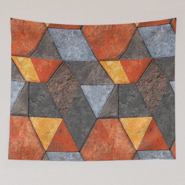 Item preview, Rusty Orange and Grey Triangle Stone Mosaic designed and sold by Piotrek0001.