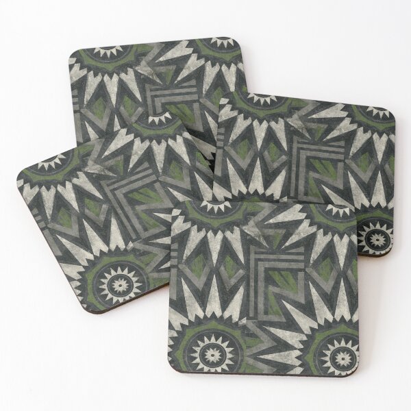 Item preview, Dark Tribal Green and Grey Geometric Pattern designed and sold by Piotrek0001.