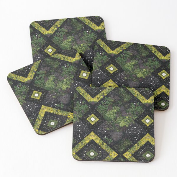 Item preview, Dark Night Forest with Green Geometric Lines designed and sold by Piotrek0001.