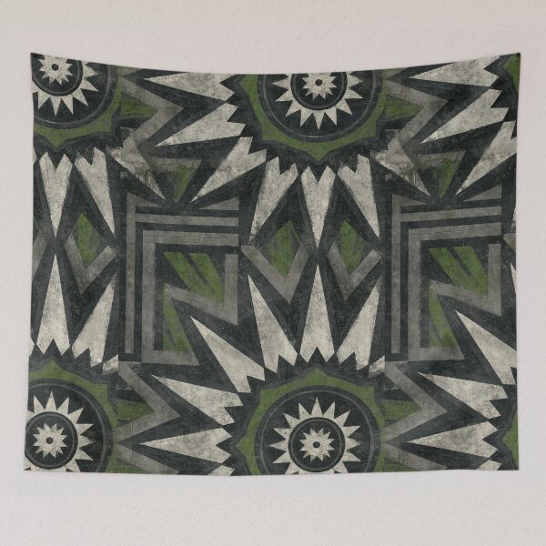 Item preview, Dark Tribal Green and Grey Geometric Pattern designed and sold by Piotrek0001.