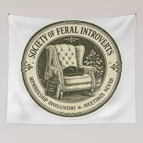 Item preview, Society of Feral Introverts Meetings Never – Funny Vintage Seal Art | Introvert Feral Gift designed and sold by irfanshikh.