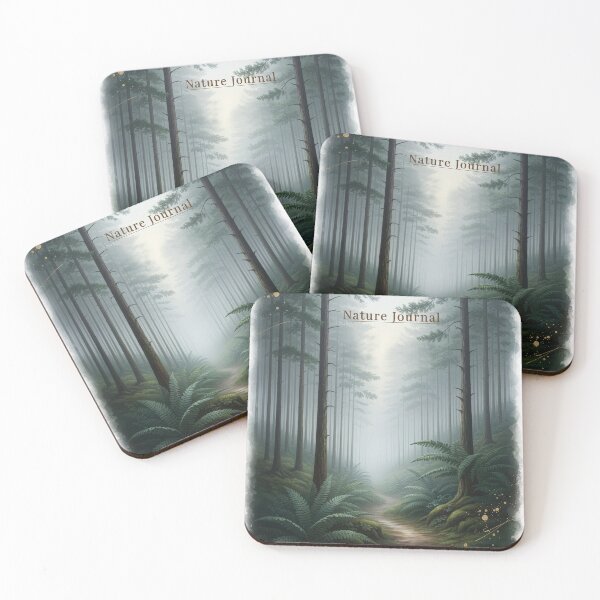 Item preview, Nature journal misty forest path watercolor fern woodland art designed and sold by icemanphotos.