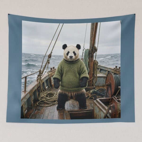 Item preview, Panda Fishes the Rough Waters of the North Sea designed and sold by Tridentulus.