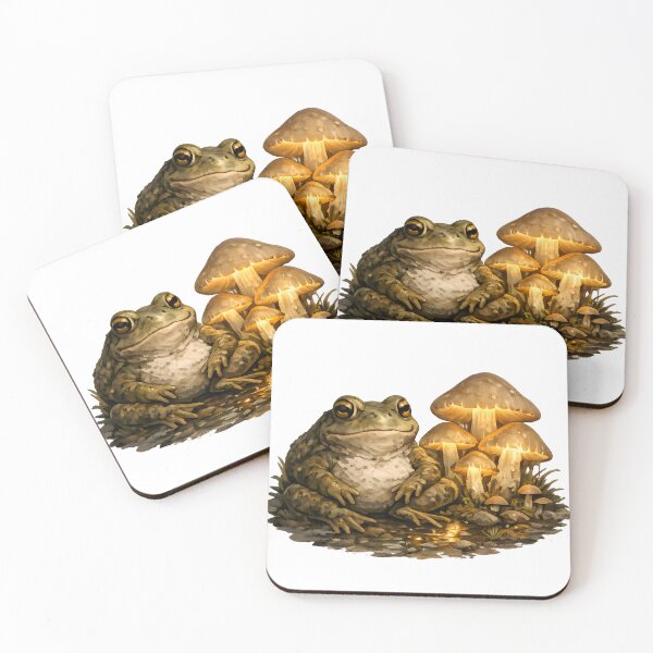 Item preview, Cozy Goblincore Frog with Glowing Mushrooms designed and sold by aquaterralife.
