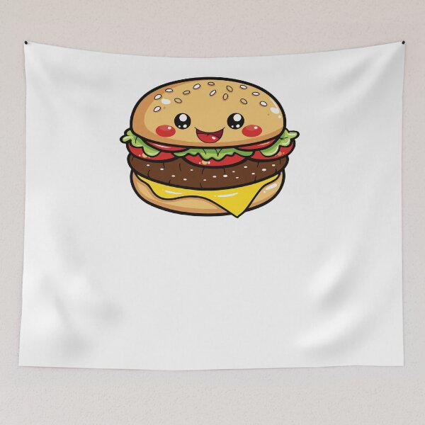 Item preview, Kawaii Happy Cheeseburger Cute Fast Food Burger designed and sold by Teetee94.