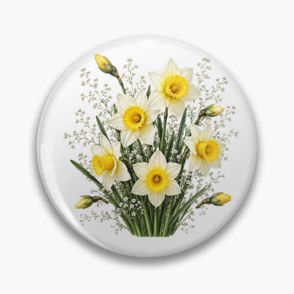 Item preview, Vintage Daffodil Bouquet Botanical Illustration Watercolor Yellow Spring Flowers designed and sold by Panom Suavichien.
