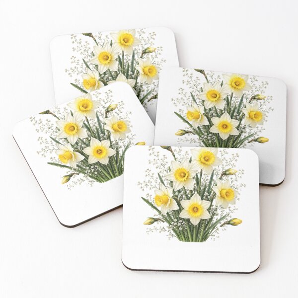 Item preview, Vintage Daffodil Bouquet Botanical Illustration Watercolor Yellow Spring Flowers designed and sold by Panom Suavichien.
