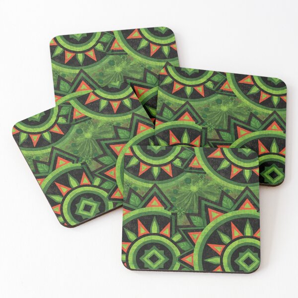 Item preview, Green and Orange Tribal Geometric Sun Pattern designed and sold by Piotrek0001.