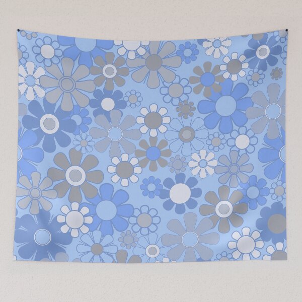 Item preview, 70s Floral Pattern in Blue and Gray designed and sold by kierkegaard.