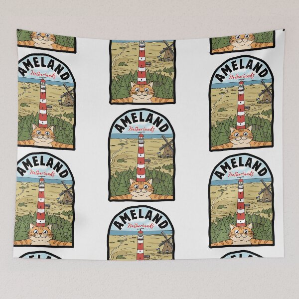 Item preview, Ameland Netherlands Selfie Cat Cartoon Illustration designed and sold by Blupunk.