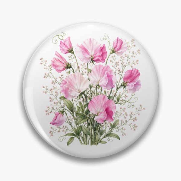 Item preview, Vintage Sweet Pea Bouquet Botanical Illustration Watercolor Pink Flowers designed and sold by Panom Suavichien.