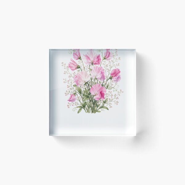 Item preview, Vintage Sweet Pea Bouquet Botanical Illustration Watercolor Pink Flowers designed and sold by Panom Suavichien.
