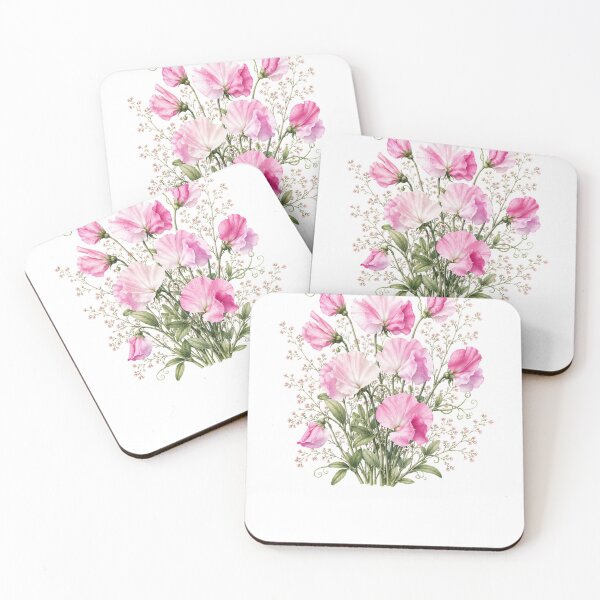 Item preview, Vintage Sweet Pea Bouquet Botanical Illustration Watercolor Pink Flowers designed and sold by Panom Suavichien.