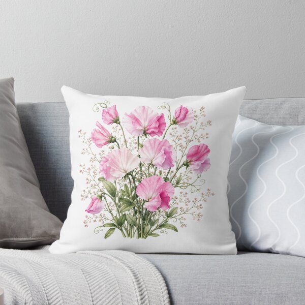 Item preview, Vintage Sweet Pea Bouquet Botanical Illustration Watercolor Pink Flowers designed and sold by Panom Suavichien.