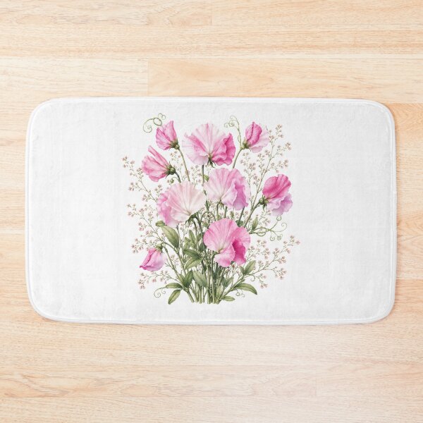 Item preview, Vintage Sweet Pea Bouquet Botanical Illustration Watercolor Pink Flowers designed and sold by Panom Suavichien.