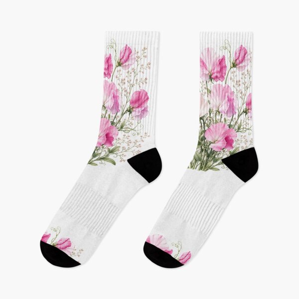 Item preview, Vintage Sweet Pea Bouquet Botanical Illustration Watercolor Pink Flowers designed and sold by Panom Suavichien.