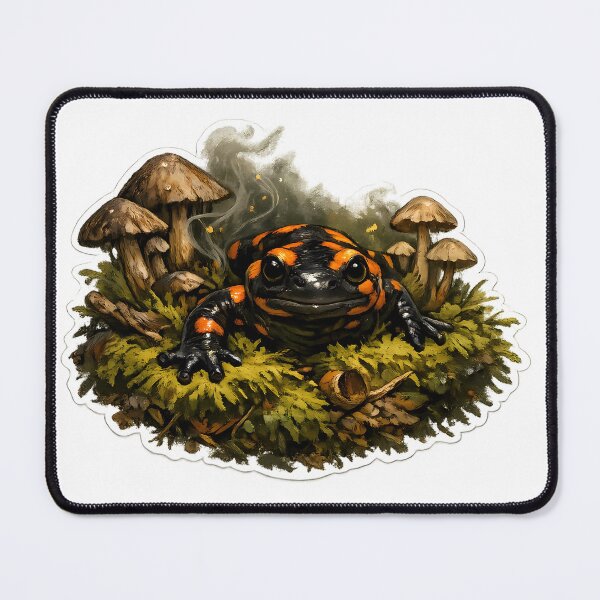 Item preview, Goblincore Salamander in Moss and Mushrooms designed and sold by aquaterralife.