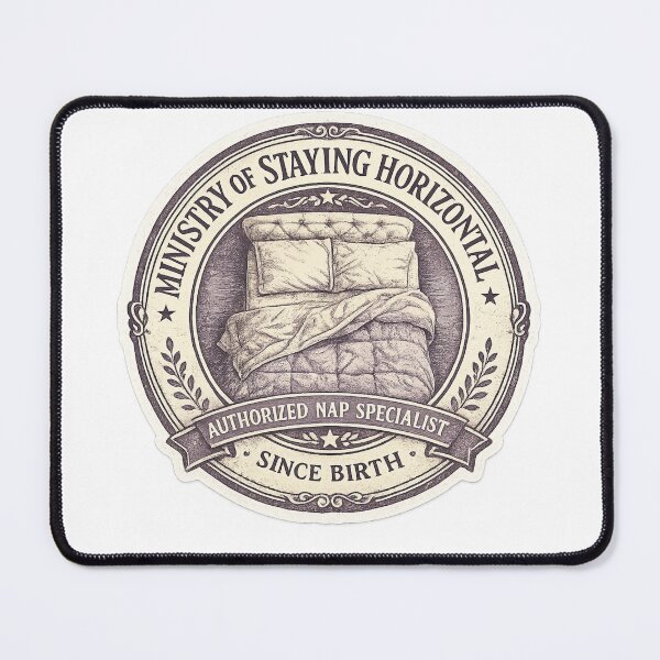 Item preview, Ministry of Staying Horizontal Authorized Nap Specialist – Funny Vintage Seal | Lazy Day Gift designed and sold by irfanshikh.