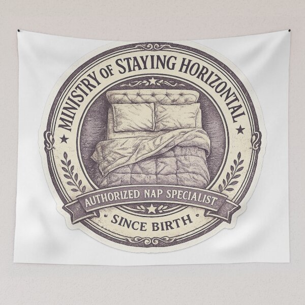Item preview, Ministry of Staying Horizontal Authorized Nap Specialist – Funny Vintage Seal | Lazy Day Gift designed and sold by irfanshikh.