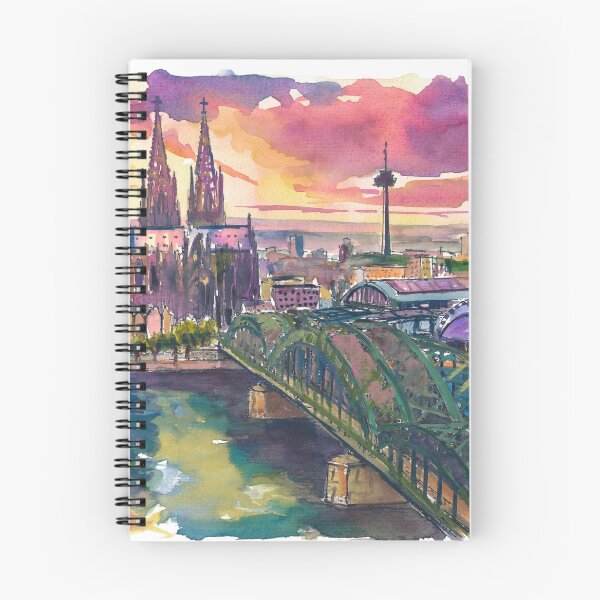 Item preview, Cologne Sunset Painting – Hohenzollern Bridge and Cathedral Art Print, Germany Travel Gift designed and sold by artshop77.