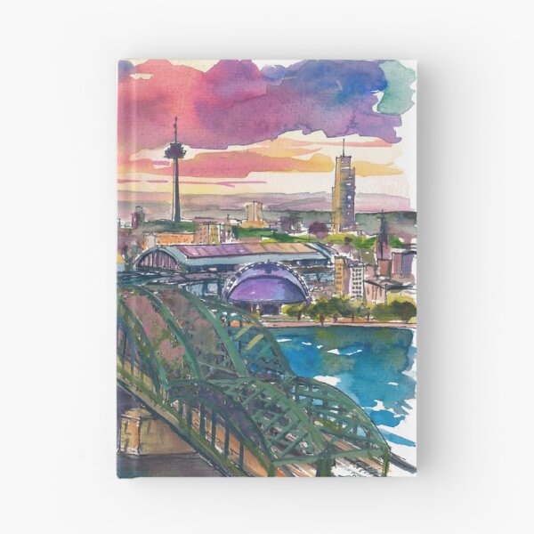 Item preview, Cologne Sunset Painting – Hohenzollern Bridge and Cathedral Art Print, Germany Travel Gift designed and sold by artshop77.