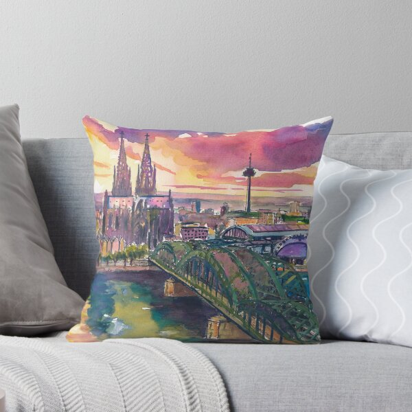 Item preview, Cologne Sunset Painting – Hohenzollern Bridge and Cathedral Art Print, Germany Travel Gift designed and sold by artshop77.