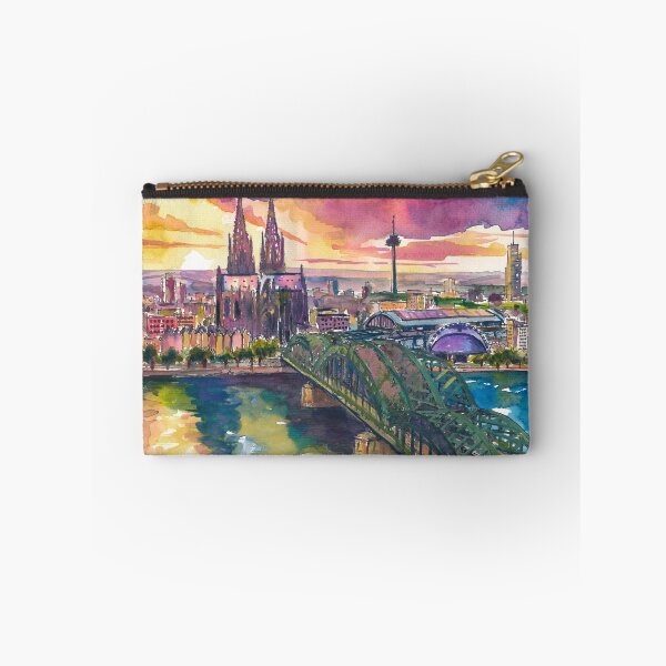 Item preview, Cologne Sunset Painting – Hohenzollern Bridge and Cathedral Art Print, Germany Travel Gift designed and sold by artshop77.