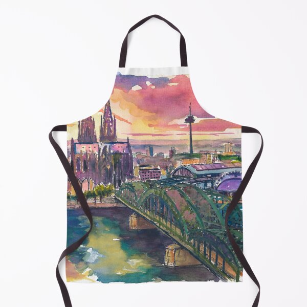 Item preview, Cologne Sunset Painting – Hohenzollern Bridge and Cathedral Art Print, Germany Travel Gift designed and sold by artshop77.