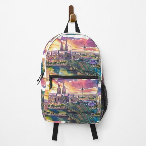 Item preview, Cologne Sunset Painting – Hohenzollern Bridge and Cathedral Art Print, Germany Travel Gift designed and sold by artshop77.