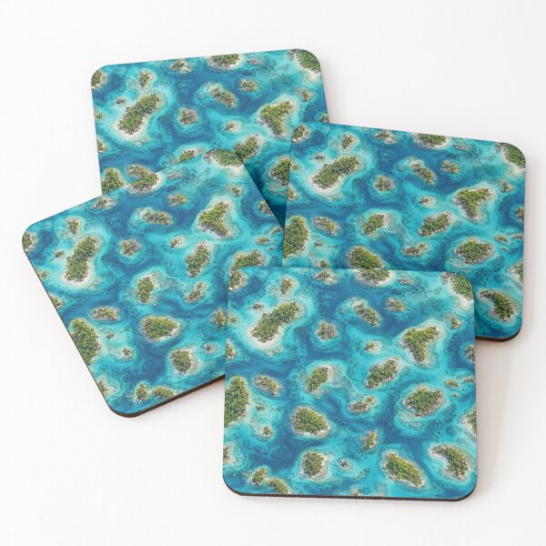 Item preview, Tropical Island Seamless Pattern | Aerial Ocean Archipelago Wallpaper | Blue Lagoon Coastal Surface Design designed and sold by AnimalAirtistry.