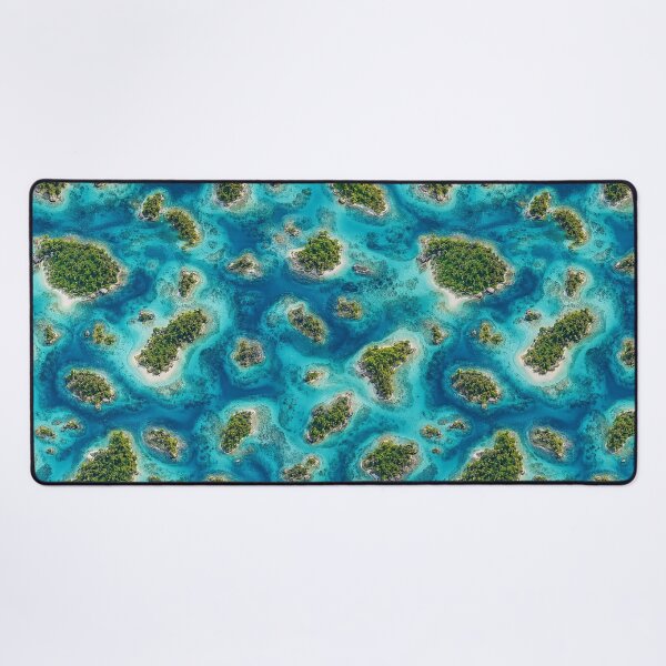Item preview, Tropical Island Seamless Pattern | Aerial Ocean Archipelago Wallpaper | Blue Lagoon Coastal Surface Design designed and sold by AnimalAirtistry.