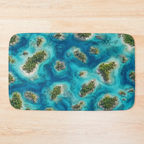 Item preview, Tropical Island Seamless Pattern | Aerial Ocean Archipelago Wallpaper | Blue Lagoon Coastal Surface Design designed and sold by AnimalAirtistry.
