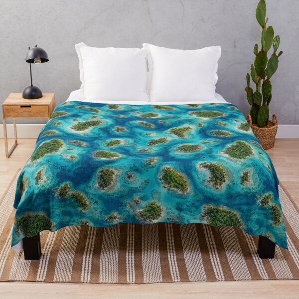 Item preview, Tropical Island Seamless Pattern | Aerial Ocean Archipelago Wallpaper | Blue Lagoon Coastal Surface Design designed and sold by AnimalAirtistry.