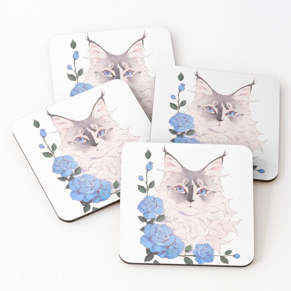 Item preview, Cat with blue roses designed and sold by Giulialibard.
