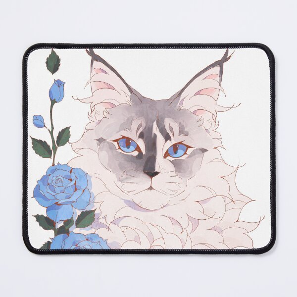 Item preview, Cat with blue roses designed and sold by Giulialibard.