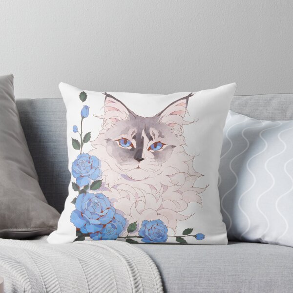 Item preview, Cat with blue roses designed and sold by Giulialibard.