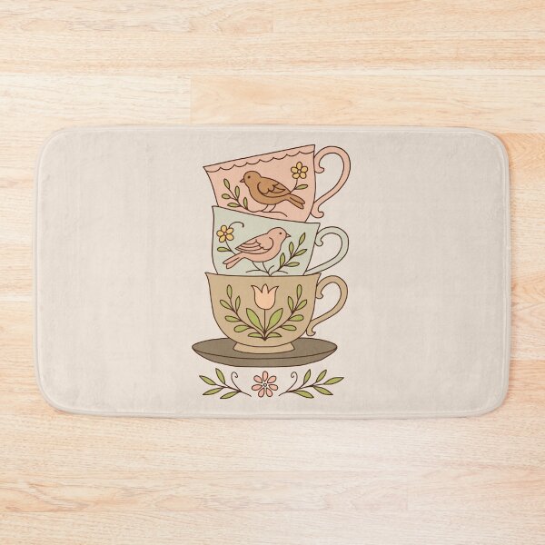 Item preview, Vintage Teacups and Birds Sticker - Aesthetic Pastel Decal designed and sold by AliAltinelArt.