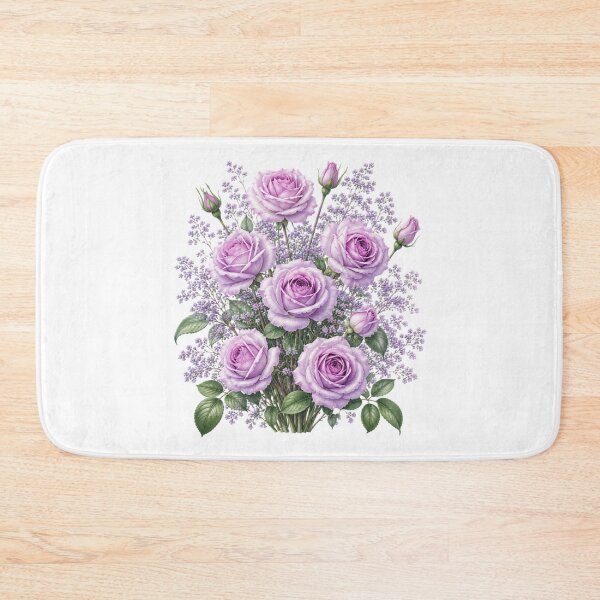 Item preview, Vintage Lavender Rose Bouquet Botanical Illustration Watercolor Purple Roses designed and sold by Panom Suavichien.