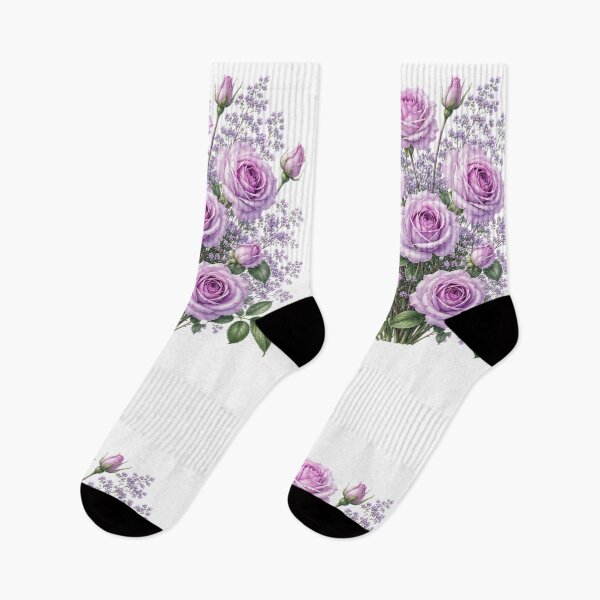 Item preview, Vintage Lavender Rose Bouquet Botanical Illustration Watercolor Purple Roses designed and sold by Panom Suavichien.