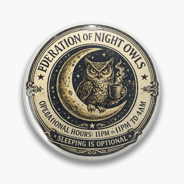 Item preview, Federation of Night Owls Operational Hours 11PM to 4AM – Funny Vintage Seal | Night Owl Gift designed and sold by irfanshikh.