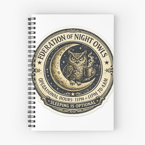 Item preview, Federation of Night Owls Operational Hours 11PM to 4AM – Funny Vintage Seal | Night Owl Gift designed and sold by irfanshikh.