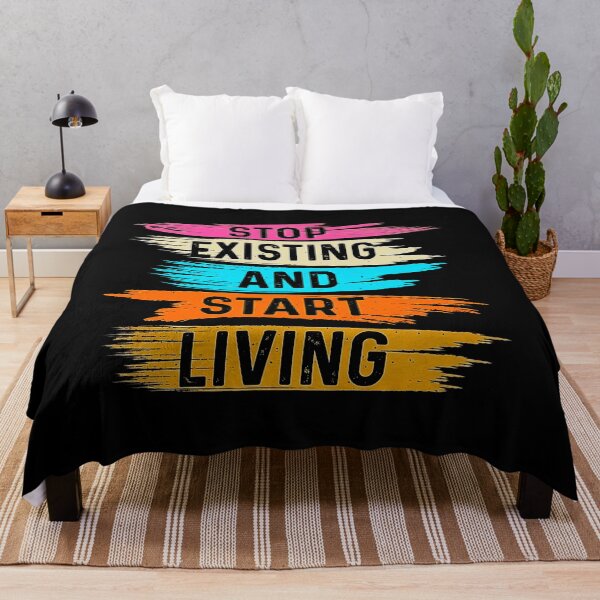 Item preview, Stop Existing And Start Living T-Shirt – Retro Motivational Quote Tee designed and sold by No Excuses .