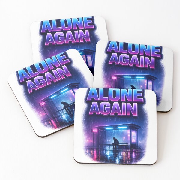 Item preview, Alone Again Neon Rain Aesthetic Sticker | Cyberpunk Lonely Mood Waterproof Vinyl Design designed and sold by Kannada Ink Studio.